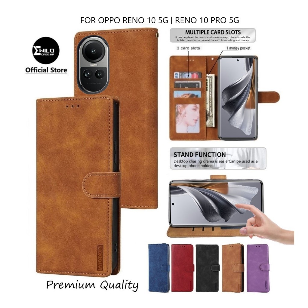 Wilocase For OPPO RENO 10 5G | RENO 10 PRO 5G Premium Case Flip Wallet Kulit/Casing Dompet Hp