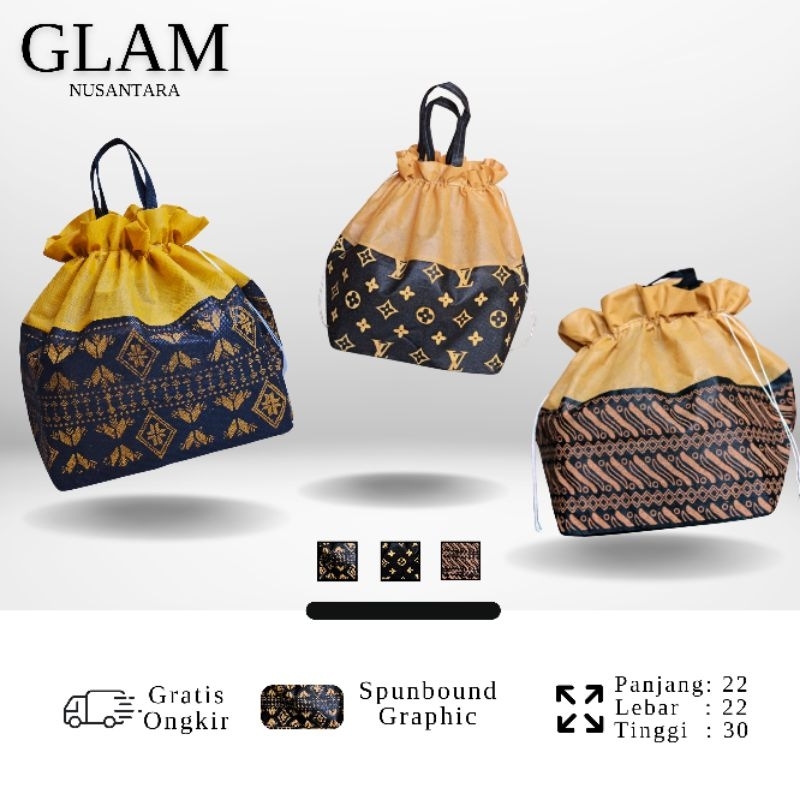 

Tas Serut Motif Kencana - Souvenir Elegan - Box 22 - 1 lusin / (12 pcs)