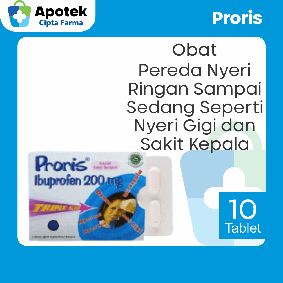 Proris Tablet Ibuprofen 200mg Obat Pereda Nyeri Sakit Kepala Sakit Gigi Demam dan Nyeri Haid