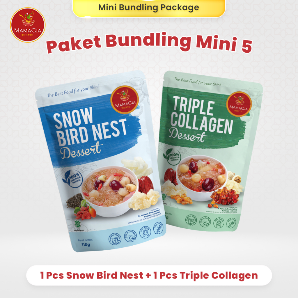 

Mamacia Treats Paket Bundling MINI 5 : Snow Bird Nest + Triple Collagen Dessert