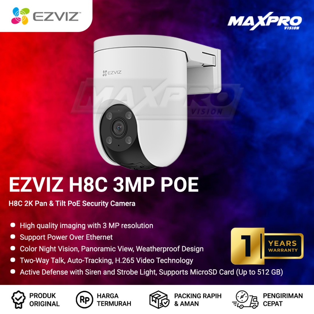 EZVIZ H8C 3MP POE - IP CAMERA 3MP TWO WAY AUDIO SUPPORT POE