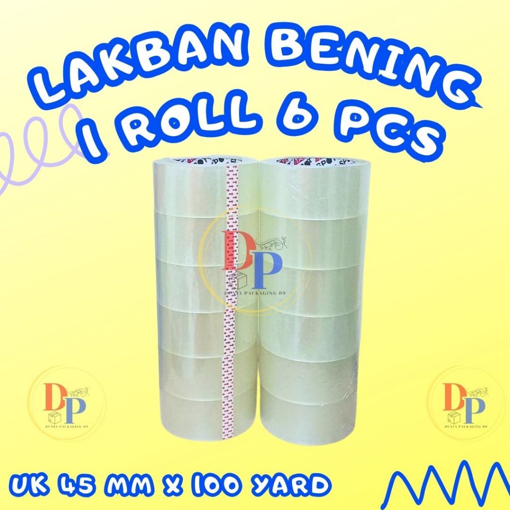 

Lakban Isolasi 45mm x 100yard - Paket 6 Pcs Warrna Bening
