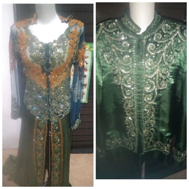 Preloved Gaun Pengantin Couple Warna Hijau Botol