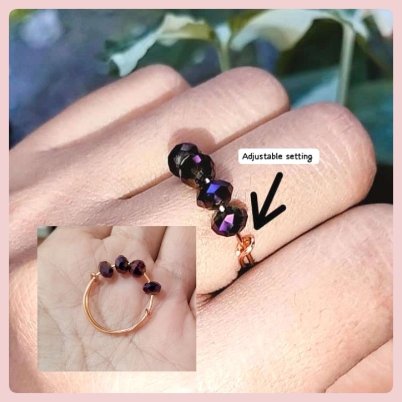 Cincin model tasbih cincin adjustable cincin batu alam cincin batu kristal cincin Kawat tembaga asli