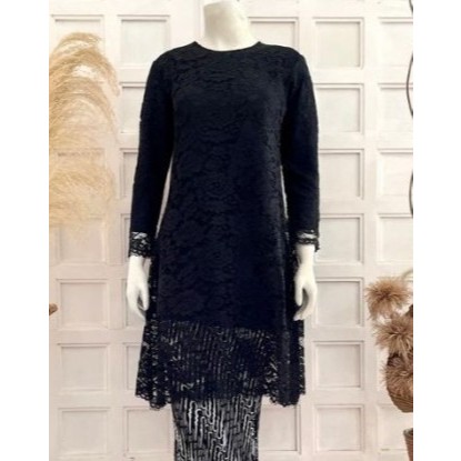 PROMO BISA COD ATASAN  KEBAYA BRUKAT TUNIK GAMIS MUSLIM MODERN WARNA HITAM ATASAN JUMBO