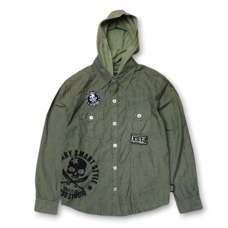 Ba-tsu Studio Skull Button Up Shirt Hoodie