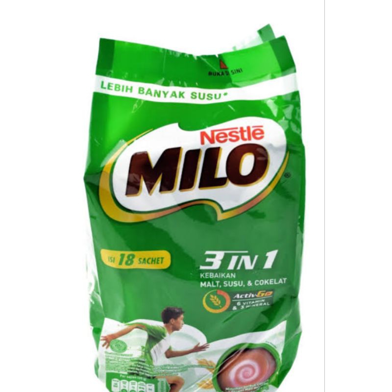 

Milo sachet ACTIV GO 3 in 1, isi 18×34g susu coklat
