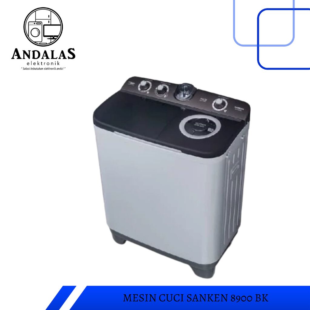 SANKEN MESIN CUCI TW-8900BK TW 8900 BK TW8900BK TW8900 BK BLACK HITAM 2 TABUNG KAPASITAS 8KG X-TOR T