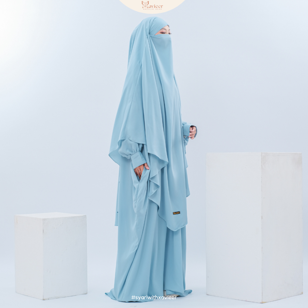 [ LAST STOCK ] Xavieer - Shafiyah Set Abaya French Khimar Gamis Syari Kerudung Umrah Haji Daily Simp