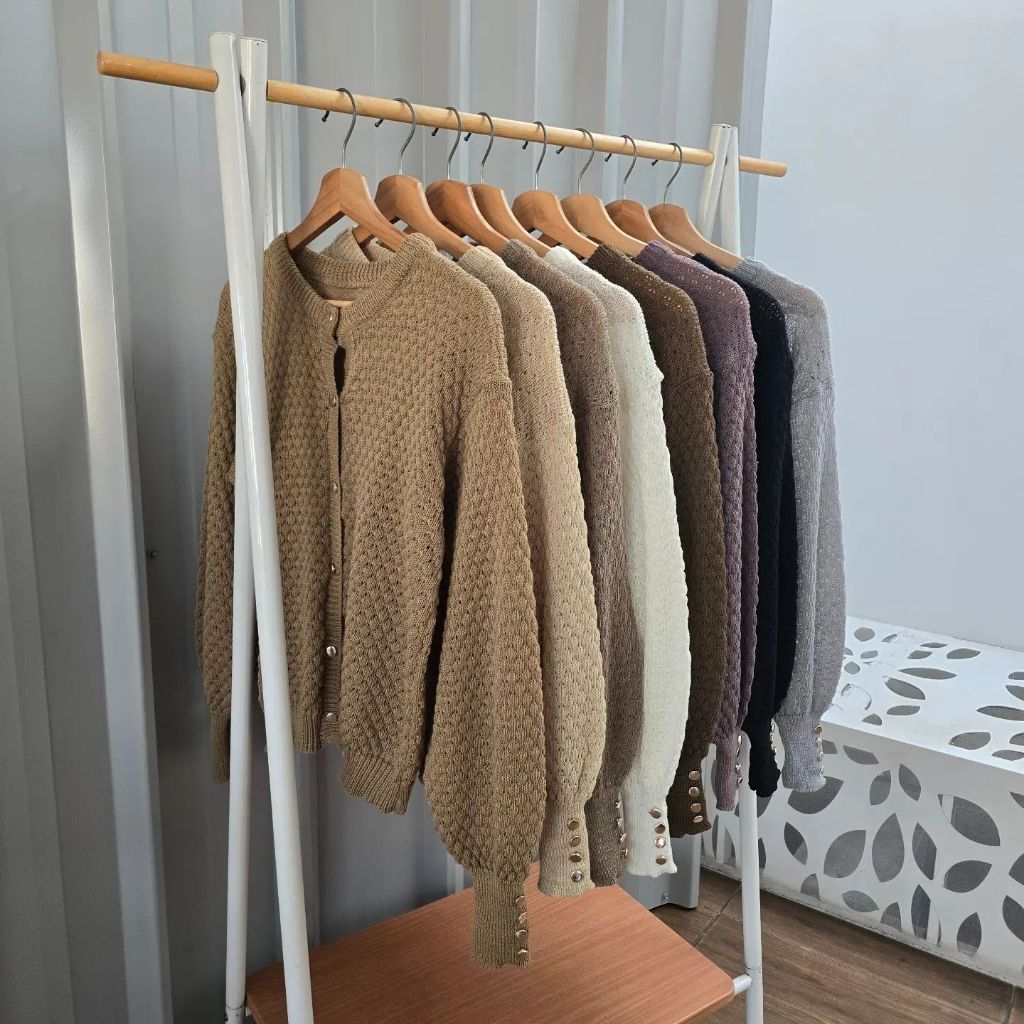 Poporn Inara Outer - Outer Rajut Polos tebal premium kancing - Outer atasan rajut kancing korean sty