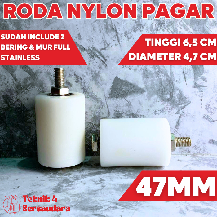 Roda Nilon Pagar 47mm x 65mm Stainless