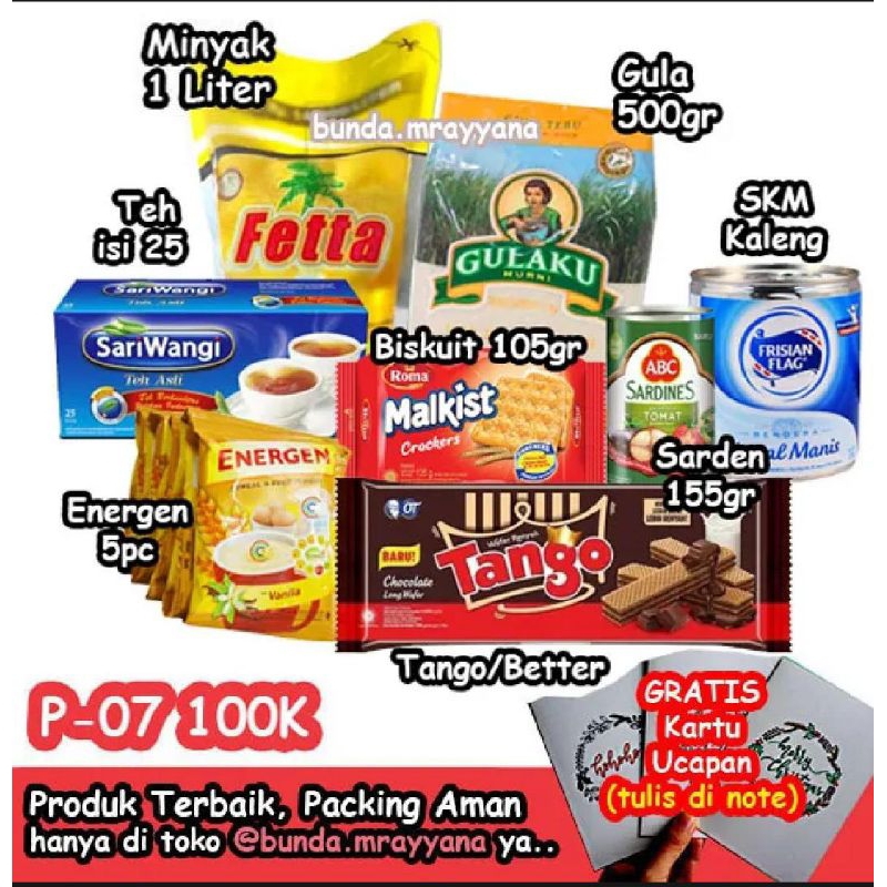 

Paket Sembako Munggahan Kode P07-ENRG (free bag free request ucapan)