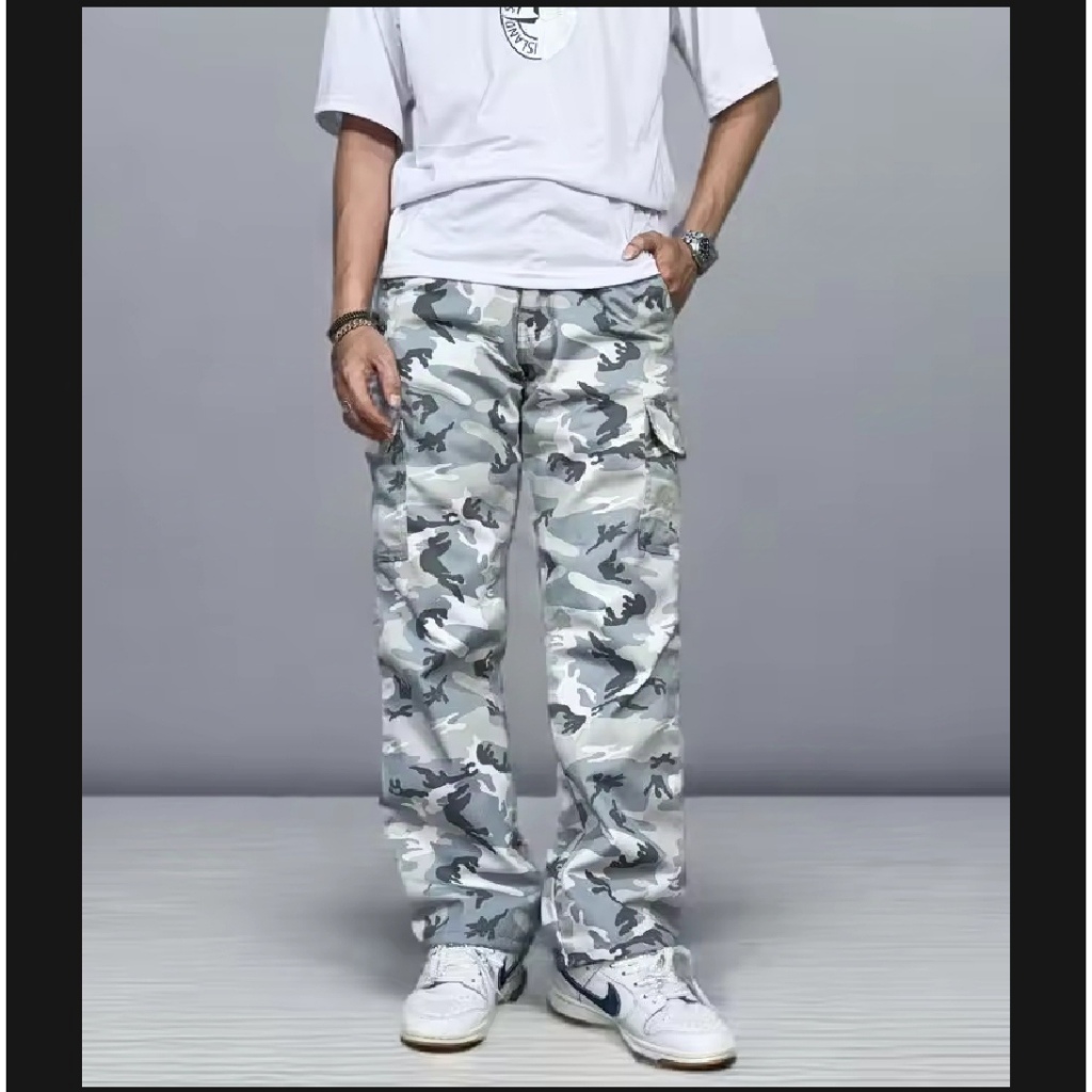 Celana Cargo Camo Loreng gombrang Panjang Celana Gamblok Regular Gombrang