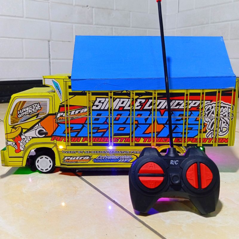 PROMO MINIATUR TRUK OLENG REMOT KONTROL MURAH FLL VARI LAMPU DAN TERPAL