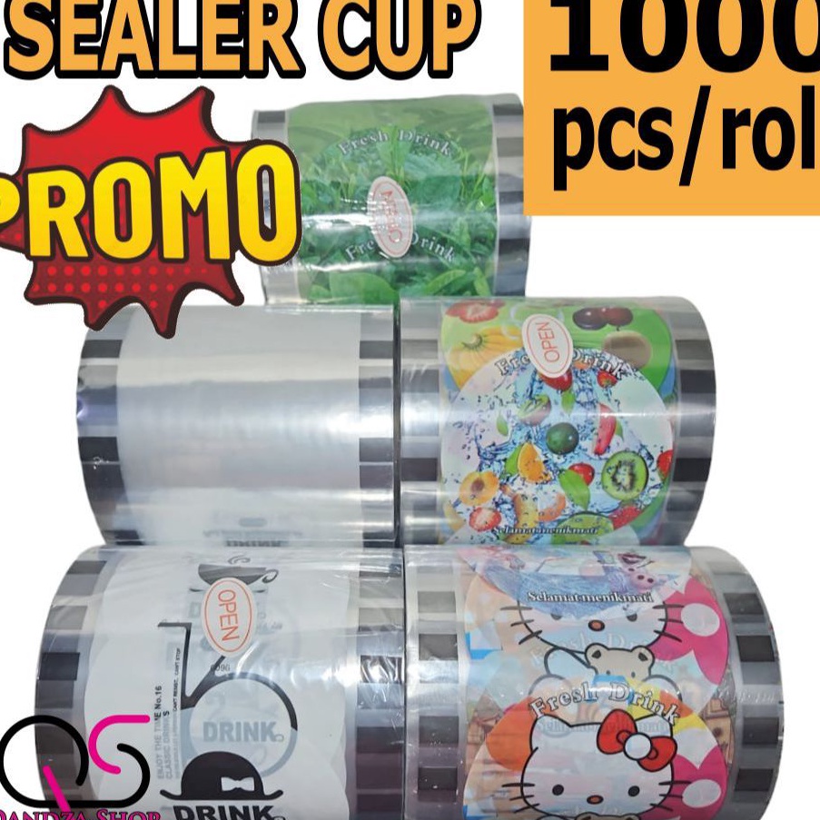 plastik SEALLER CUP RAH Plastik Lid Cup ISI 1pcs Motif Drink Teh Polos Bauh Kartun