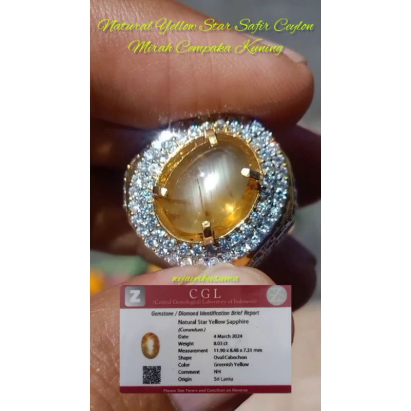 Natural yellow star safir ceylon no heat mirah cempaka kuning ada ruby burma windusara dan bangsing 