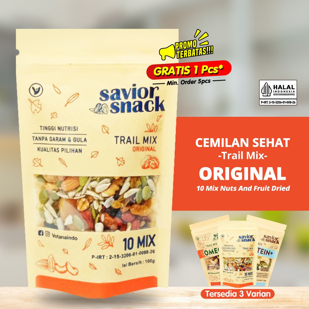 

Savior Snack | Trail Mix Superfood | Cemilan Enak dan Murah, Makanan Sehat Bebas Gula & Garam