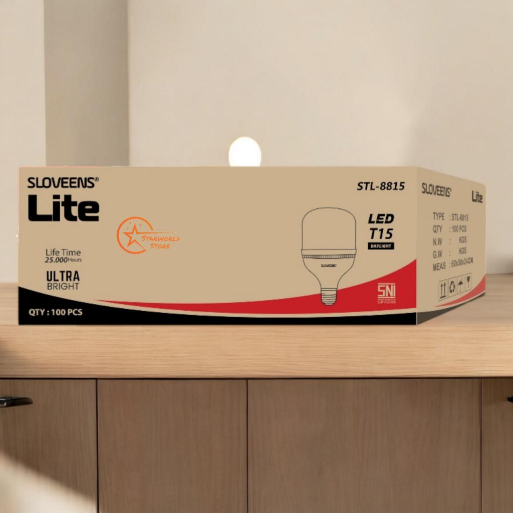 Paket Grosir 1 DUS SLOVEENS Lite Lampu Bohlam LED 15 Watt - ( 100 PCS )
