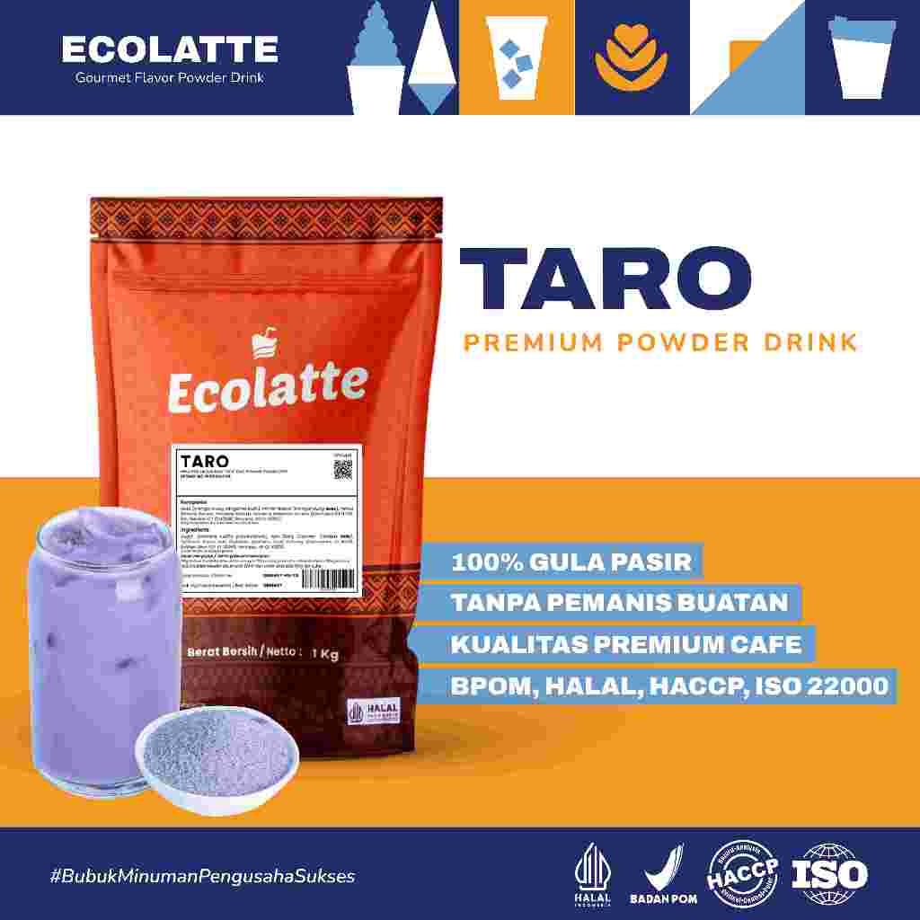 

ECOLATTE TARO BUBUK MINUMAN 1 KG PREMIUM Powder Drink Enak Rasa Taro HALAL BPOM