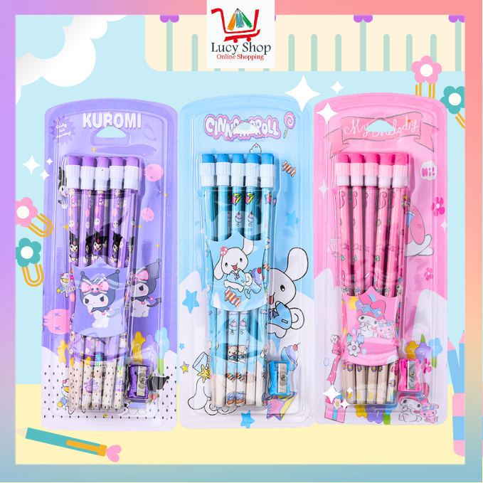 

Set Pensil Alat Tulis Sekolah Anak 10 in 1 Motif Sanrio Stationary Set Lucu Suvenir Kado