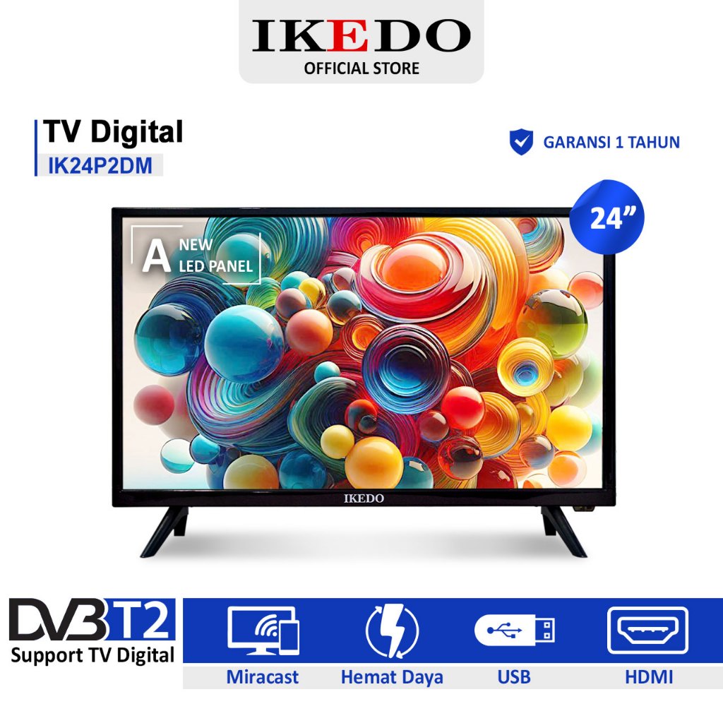 IKEDO TV LED 24 inch TV Digital Miracast Full HD IK24P2DM