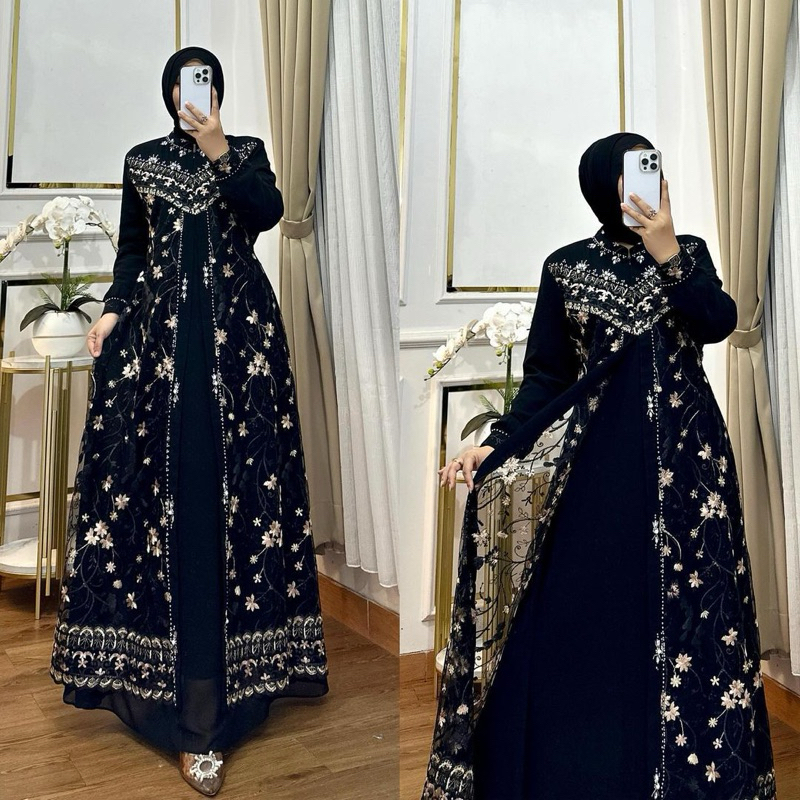 Gamis Brokat Terbaru 2025 Mewah Kekinian Arsitaa Dress maxy bahan Ceruty  babydoll mix brokat aplika