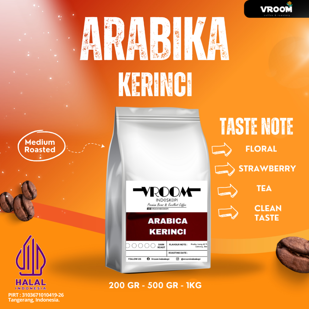 

Coffee Arabica Kerinci Jambi Roasted Bean Arabika Biji Matang Bubuk 500Gram