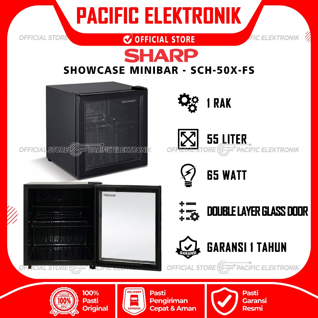 Showcase Sharp Mini SCH-50X-FS / 50XFS (Showcase Minibar) Hitam