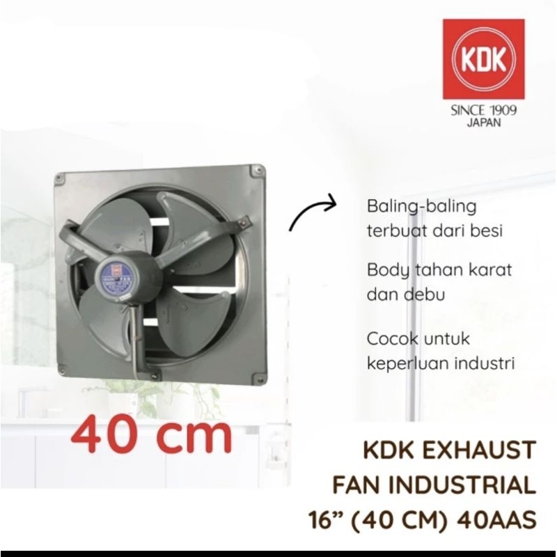 KDK 40AAS Exhaust Fan Dinding / Tembok Besi 16 inch 16" KDK 40AAS 40 AAS