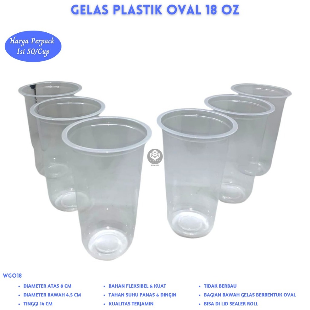 Gelas Plastik 18 Oz Cup 18 Oz Gelas Teh Manis (Isi 50 Pcs-WGO18)