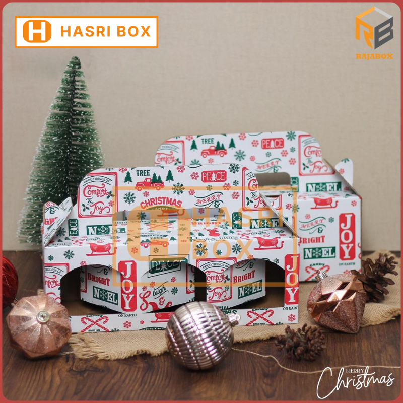 ( 10pcs ) Dus Toples Jar 600ml Isi 3 Natal Box Toples Kue Kering Hampers Christmas