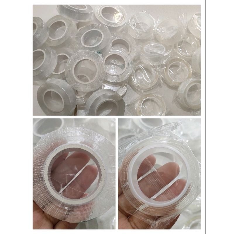 

Double Tape Bening, Double Tape lebar 2cm , panjang 1 & 3 meter, Nano Magic, Lem Bolak-Balik Bening