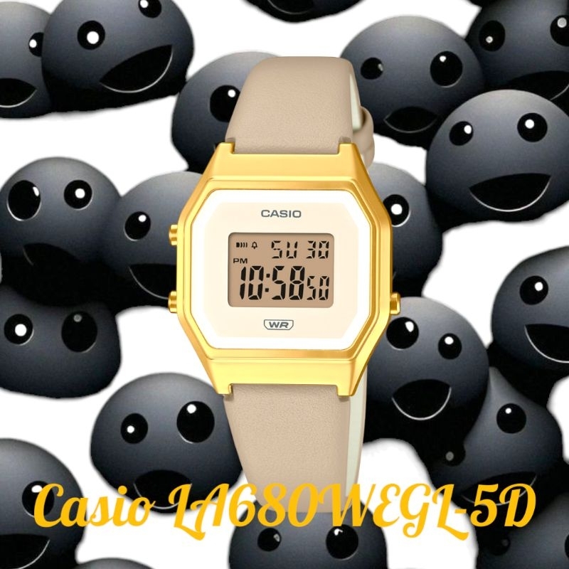 Jam tangan wanita CASIO LA680WEGL-5D, Digital, tali kulit, ORIGINAL, Bergaransi resmi Gilang Agung P