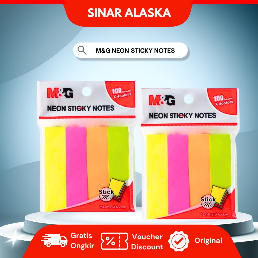 

M&G Neon Color Sticky Notes 4 Warna Isi 100 Lembar 3x3 Inch