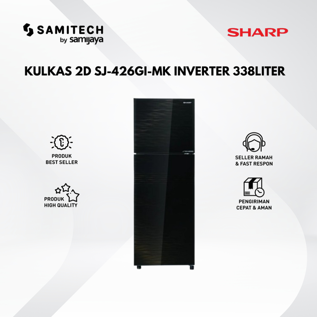 KULKAS 2PINTU SHARP SJ-426GI-MK 426GI MK INVERTER 338LITER