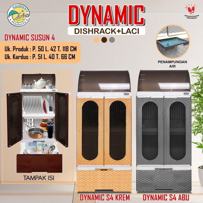 RAK PIRING PLASTIK TABITHA 4 SUSUN LACI / RAK PIRING 4 SUSUN TUDUNG SAJI