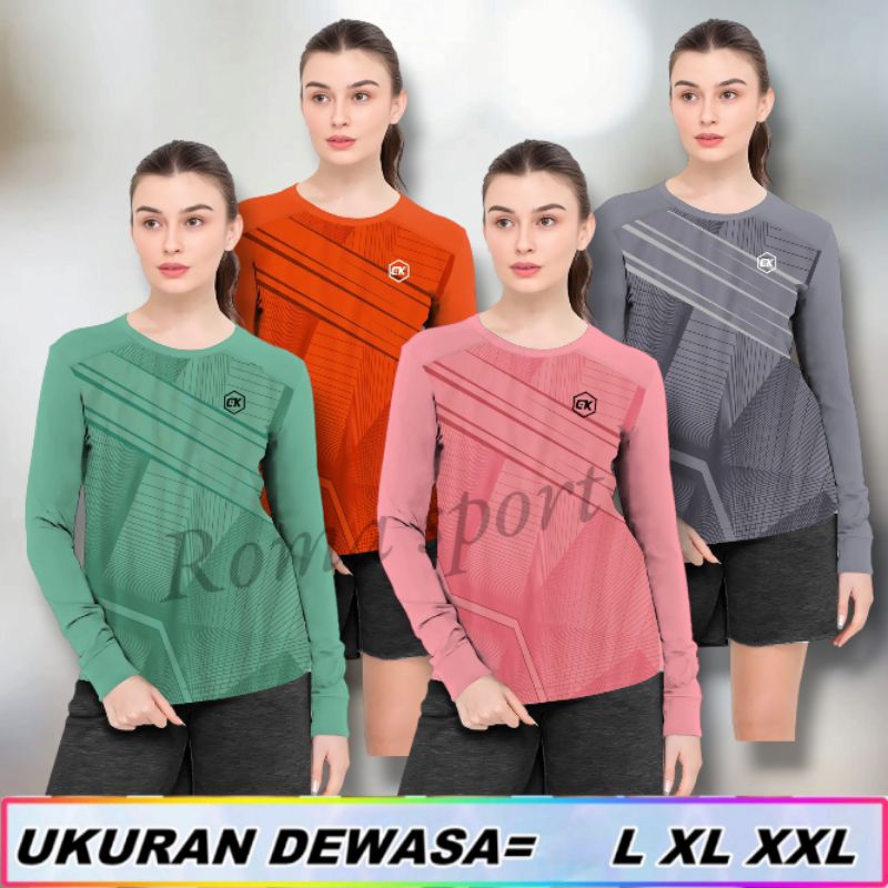 BAJU OALAHRAGA WANITA BAJU POLOS PANJANG BAJU BATMINTON BAJU VOLLY BAJU JOGING WANITA DEWASA