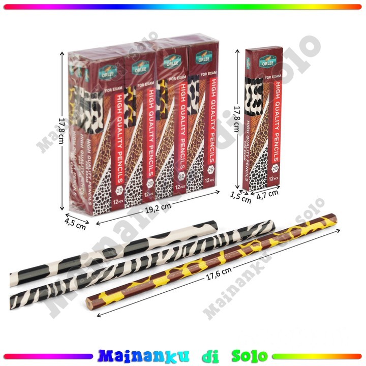 

[mainanku] Pensil 2B Motif Hewan 12 Box Orlee High Quality Pencils Pack Plastik