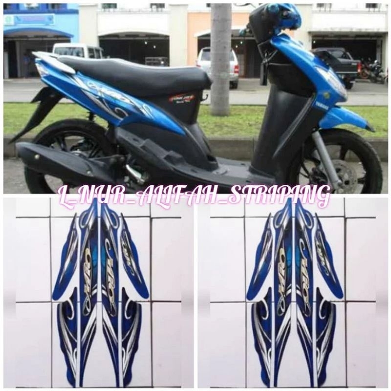 STIKER STRIPING LIS LES BODY MOTOR YAMAHA MIO CW SPORTY SMILE 2010 WARNA BIRU