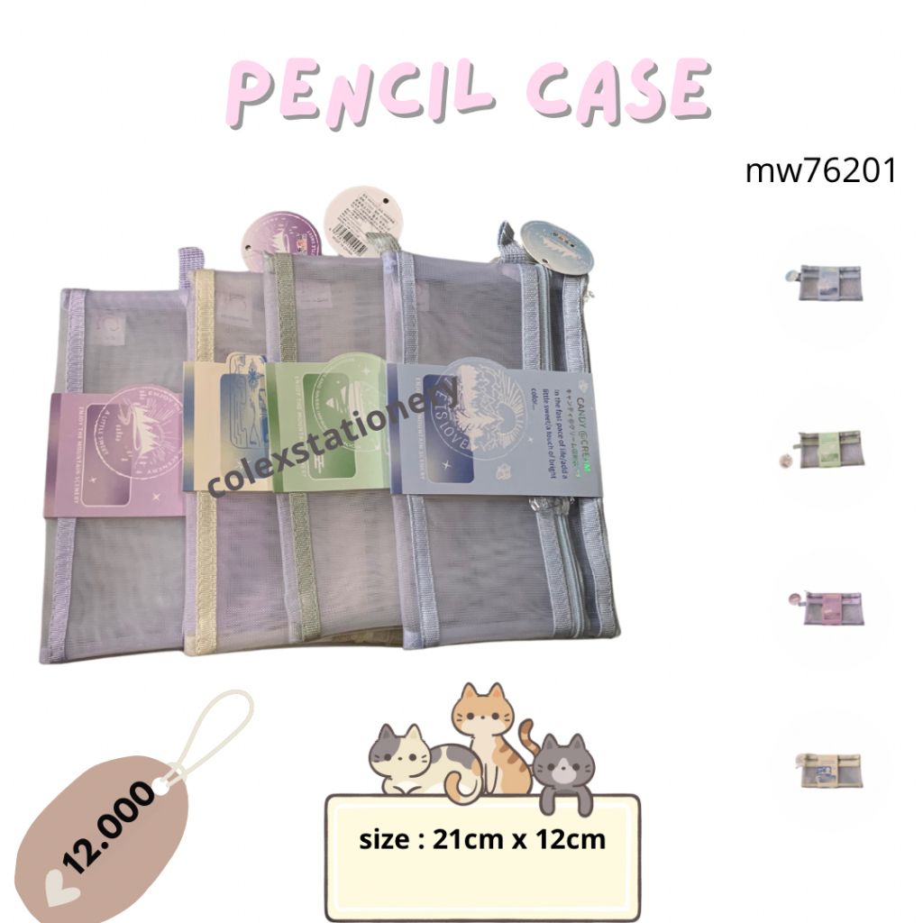 

Tempat pensil Zipper Pocket / Pencil Case Jaring Transparant 2 Bagian 4 Soft Warna Lucu Pouch Portable Ukuran A6