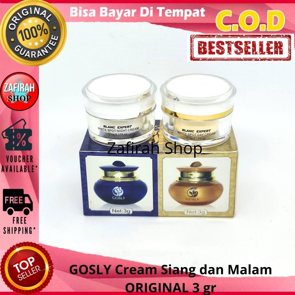 GOSLY Cream Siang dan Malam ORIGINAL 3 gr Cream GOSLY Whitening gosly Blank Expert Bedak Gosly Cream