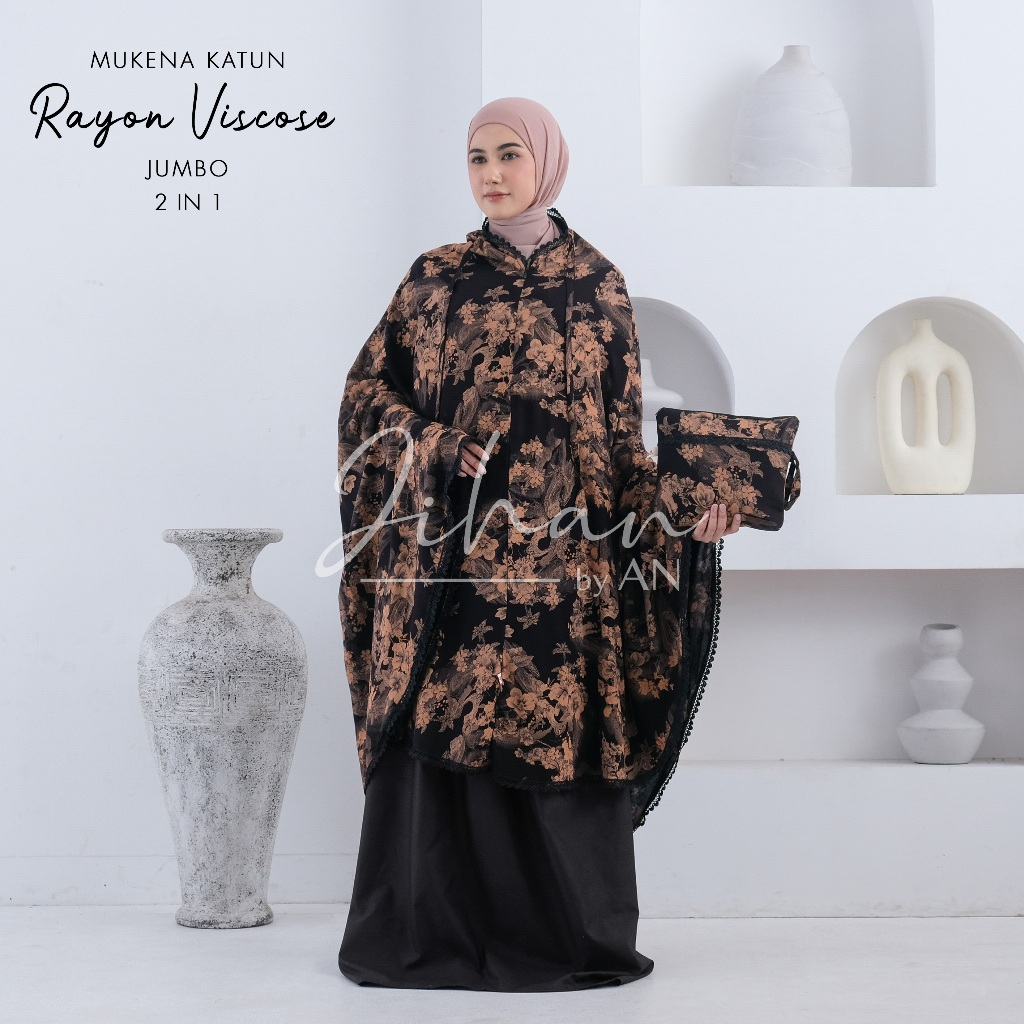 PREMIUM MUKENA KATUN RAYON VISCOSE MOTIF 2IN1 MUKENA DEWASA JUMBO