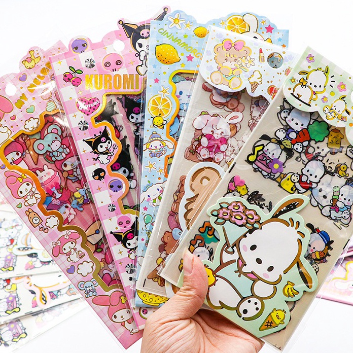 

PALING DIMINATI 4 LEMBAR STICKER AESTHETIC SANRIO CINNAMOROLL KUROMI MELODY STICKER WATERPROOF AEESTHETIC