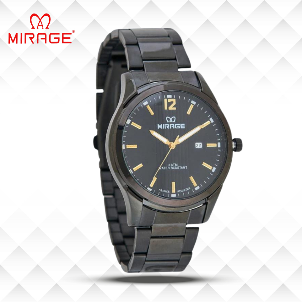 Mirage Jam Tangan Pria Analog 7570 M Full Black Original Stainless