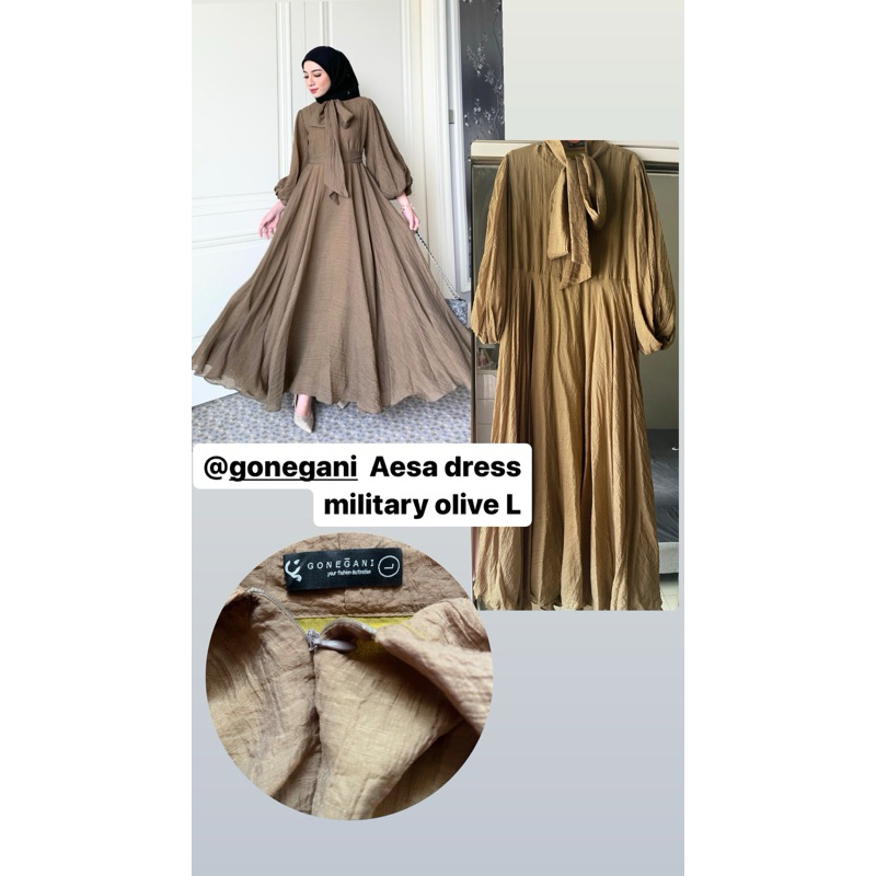 PRELOVED GONEGANI Aesa dress military olive L