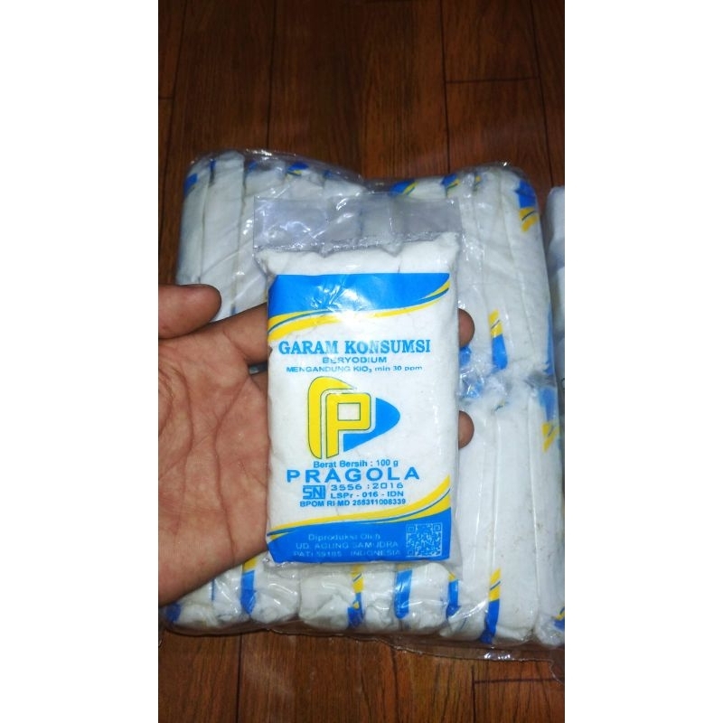 

garam beryodium, garam halus, merek PRAGOLA 100gram