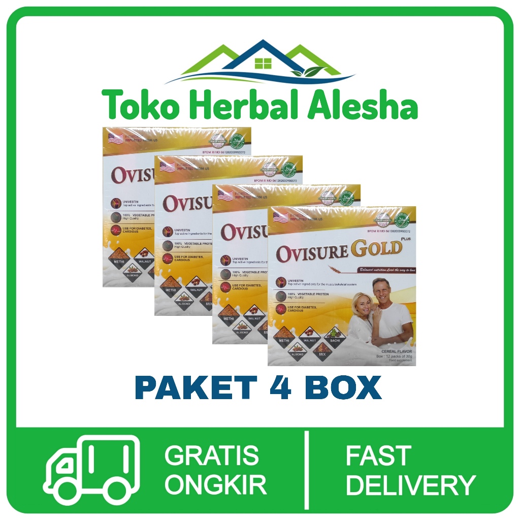 

4 Box Ovisure Gold Milk Original USA Sachet Susu Kesehatan Tulang Sendi Mencegah Osteoporosis