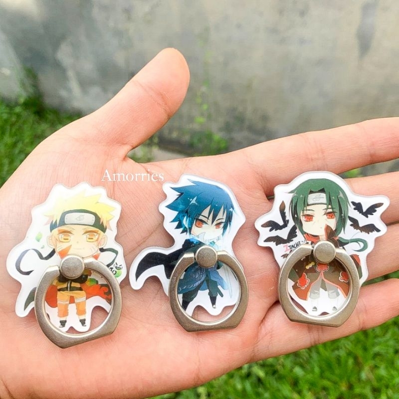 IRing Naruto Sasuke Itachi Anime Naruto Hokage Uchiha Cincin Handphone / Holder Casing / Ring Stand 