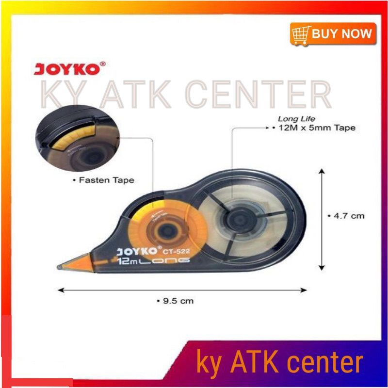 

Correction Tape Joyko CT-522 12 Meter / Tip-Ex kertas Rol CT 522 12 M