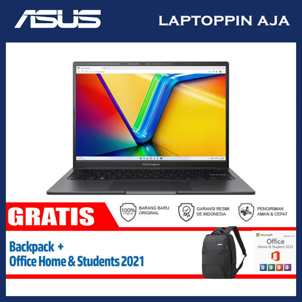 ASUS VIVOBOOK 14 M1405YA RYZEN 5 7430U MEMORI 16 GB SSD 512 GB WIN 11 + OHS